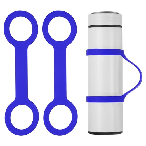PATIKIL Water Bottle Carrier Grip, Portable Soft Silicone Non-Slip Water Handle Grip Water Bottle Holder Strap - color: Blue