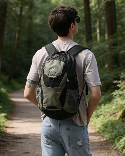 WATERFLY Lightweight Packable Hiking Backpack, 30L Day Pack - color: Black & Grey