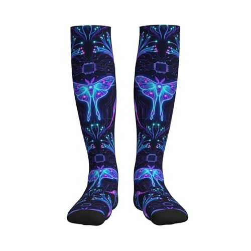 Witchy Moth Compression Socks For Women Men - color: Neon Moth