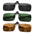 MEETSUN Polarized Clip On Sunglasses for Men Women, Fit Over Glasses - color: 3pack-black+dark Green+brown