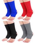 Handepo 4 Pairs Muay Thai Ankle Support Compression Ankle Sleeve, 4 Colors - color: Black, Red, Blue, Gray