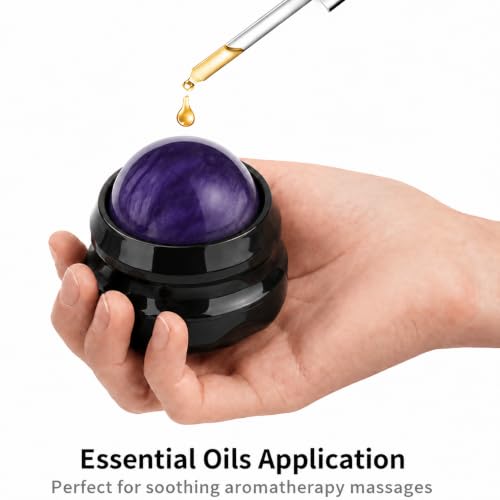 Manual Massage Roller Ball - Massager and Therapy Tool for Sore Muscles, Shoulders, Arms, Neck, Back, Feet, Body, Deep Tissue, Stiffness, Joint Pain, Stress Relief - color: Purple
