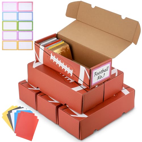 AmazingSpark 6 Pack 3, 600 Counts Football Trading Card Storage Box Sports Game Cardboard Collector Boxes Storage Box with Dividers, Collection Organizer for Football Baseball Sports Cards
