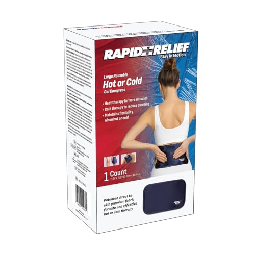 Rapid Relief Hot or Cold Gel Compress, 8x12 Ice Pack for Pain Relief Injury - size: Large (Pack of 1)