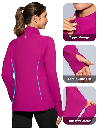 G Gradual Women's Running Fleece Lined Jackets 6 Pockets Lightweight Water Resistant Puffer Jacket for Hiking Travel - color: Rose, size: Small