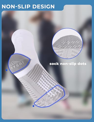 Mens Compression Running Socks: 15-20 mmHg Arch Support Non-Slip - color: B-white Gray Black, size: 6-9