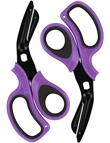 MEUUT Medical Scissors 2-Pack Trauma Shears for Nurses All Purpose Scissors - color: Purple/Black+purple/Black