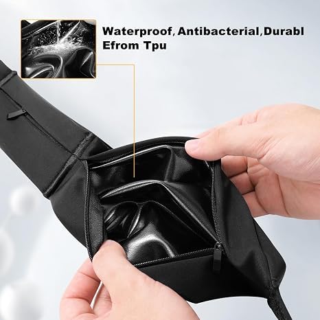 Running Belt for Women and Men, Water Proof Running Belts Fanny Pack with Water Bottle, Slim Running Bag Belts with Phone Holder Bottle Holder Adjustable Fit for Runner