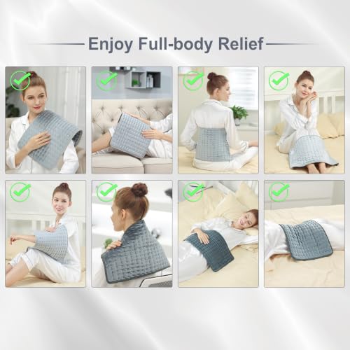 Heating Pad,Heated Blanket,Heating Pad for Back Neck,Silvergray,24x12 in - color: Gray, size: 24x12 Inch