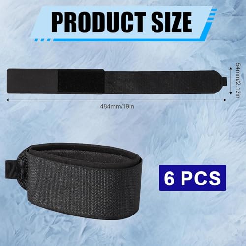 6pcs Fastener Straps, 19x2.1 Inch Ski Tapes with Protector Pads Adjustable Ski Wraps Gear Storage Ties for Boards Poles Winter Sports Accessories (Black)