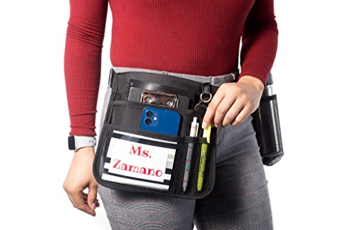 Mini Premium Hip Utility Pouch/Teachers & Mobile Workers /6 Pocket/Key/Badge Reel/Drink Pouch/ID Sleeve (Up to 44" Waist) - size: Up to 44" Waist