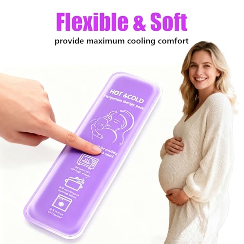 Postpartum perineal ice Pack, Hot and Cold Ice Pack for Women After Pregnancy, Postpartum Ice Pack for Recovery, Affordable & Reusable，2 Ice Packs and 2 Washable Sleeves. (Pink Flower) (Purple) - color: Purple