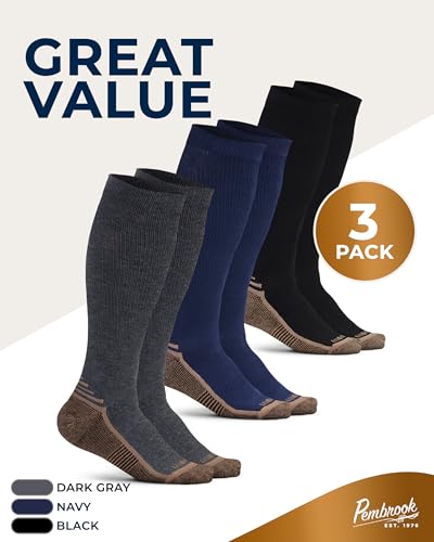 Pembrook 3 Pairs Copper Compression Socks 15-20 mmHg | Graduated Support - color: Black/Dark Gray/Navy - 3 Pairs, size: Large