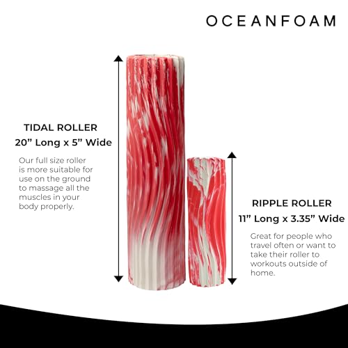 Oceanfoam Tidal Roller - Massage Foam Roller for Exercise (Red Marbled) - color: Red Marbled