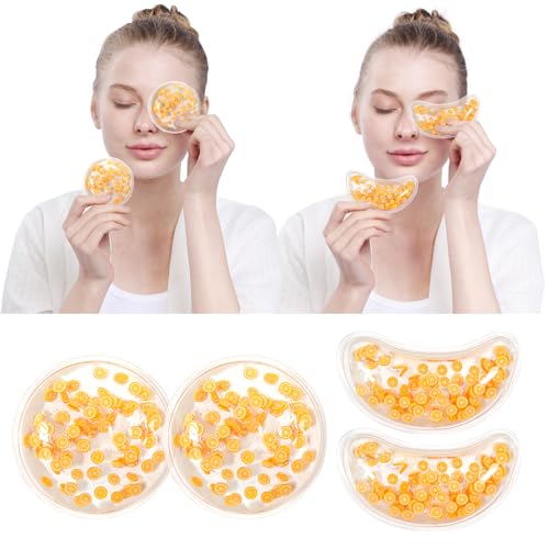 4PCS Gel Eye Ice Pack Set Reusable, Cold and Hot Compress for Eyes - color: Oranges-2