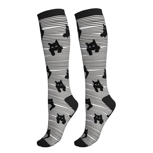 Compression Socks Women and Men 15-20mmHg-Circulation Support Socks for Athletic Running Cycling - color: Cat