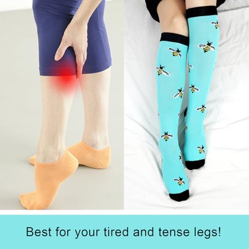 Junely Compression Socks for Women Knee High Stockings Funny Cute - color: A07bee