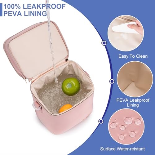 Breastmilk Cooler Bag with Ice Pack Fits 6 Baby Bottles Up to 9 Ounce, Double Deck Leak-Proof Baby Bottles Bag with Shoulder Strap for Nursing & Working Mom, - color: Pink