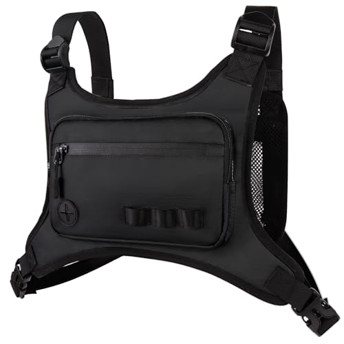 KINGSLONG Running Vest, Chest Bag for Men, Chest Pack, Hiking (F-Black) - color: F-Black
