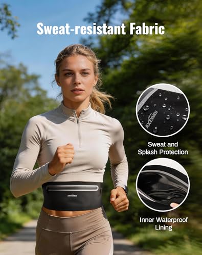 Running Belt for Women & Men-Ultra Light Slim Running Belts - color: Black