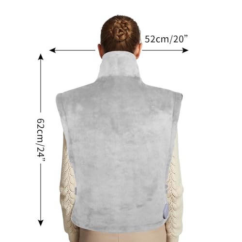 26" x 35" Flannel Neck&Shoulder&Back Heating Pad with 12 Temperature Settings&Countdown Timer, Pain Relief for Back/Neck/Shoulders/Menstrual Pain(Light Grey) - color: 03-light Grey
