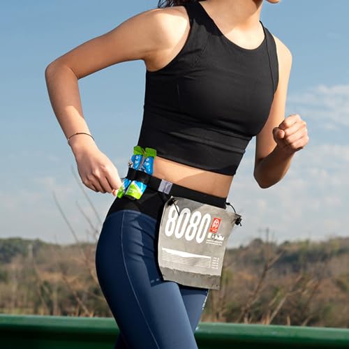 Azarxis Race Number Bib Belt with 6 Storage Loops Adjustable Elastic Webbing for Men Women Runners Running Jogging Triathlon Marathon Trail Race Cycling - color: #2 Black