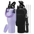 40 oz Insulated Bottle with Straw & Spout Lid – Leak Proof fit Cup Holder - color: Light Purple, size: 40 Ounces