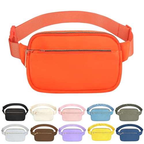 Fashion Fanny Bag-Waist Pack With Adjustable Belt Bag-Unisex Crossbody Pack For Travel Running Hiking-Orange - color: 3-Zipper Orange