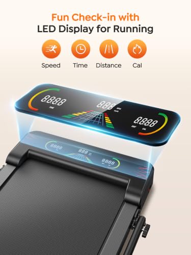 Walking Pad Treadmill with 9% Incline & Dual LED Display, 4 in 1 Foldable Treadmill with Handle bar for Home/Office, 3.5HP Portable Under Desk Treadmills with Magnetic Remote & APP Control