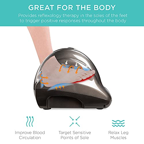 Best Choice Products Shiatsu Foot Massager for Pain Relief, Plantar Fasciitis, Neuropathy, Blood Circulation, Remote Control w/Compact Design - Gray - color: Gray