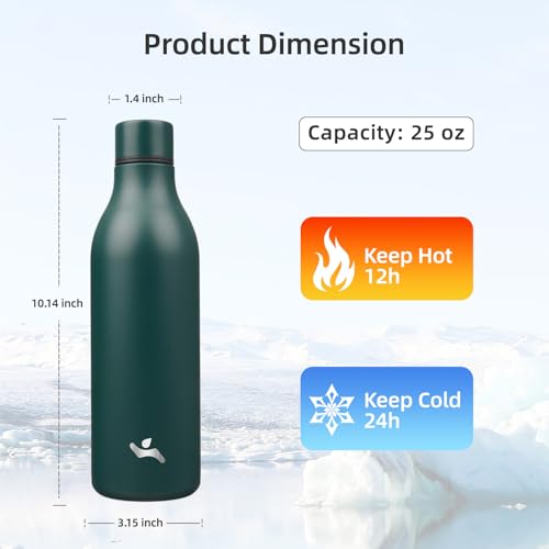 Konokyo 25 oz Insulated Stainless Steel Metal Water Bottle with Strap - color: Army Green, size: 25 Ounces