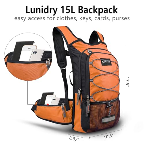 Hydration Backpack with 3L Water Bladder, Small Hydration Pack Backpack for Men Women, Lightweight Water Backpack with Cooler Layer for Running, Biking, Hiking - color: Orange