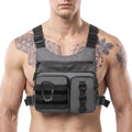 Criuage Outdoor Chest Bag for Men, Lightweight Adjustable Running Vest, Water Resistant EDC Chest Pack with Water Bottle Pocket, Breathable Back Pad for Hiking Cycling Fishing Travel - color: Grey