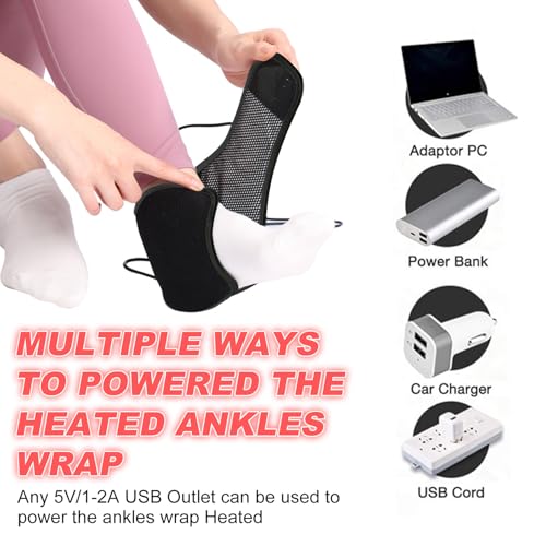 Plug in Heated Ankles Wrap Foot Heating Pad for Achilles Tendonitis Relief
