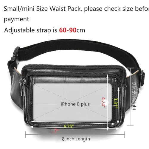 NIUCUNZH Real Leather Fanny Pack for Men Women Sling Waist Packs for Travel - color: Black