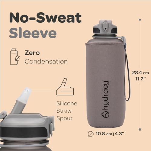 Hydracy 2L Large Water Bottle, Shatterproof, BPA Free Tritan Plastic, Leakproof, Zero Condensation, With Detachable Carry Strap, Spillproof Lid, Convenient Silicon Spout, Ideal for Gym, Yoga - color: Silver Grey, size: 64 oz