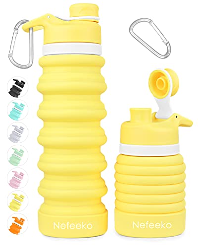Nefeeko Collapsible Water Bottle, 26oz Silicone Foldable Water Bottles - color: L