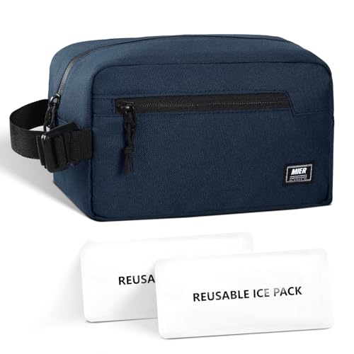 MIER Small Freezable Snack Bags Mini Cooler with 2 Gel Packs, Dark Blue - color: Dark Blue