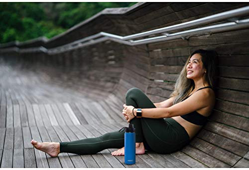 Drinco Stainless Steel Water Bottle Spout Lid Vacuum Insulated Double Wall Water Bottle Wide Mouth Leak Proof Keep Cold Sport Camping Hiking (22oz Royal Blue) - color: 22oz Royal Blue