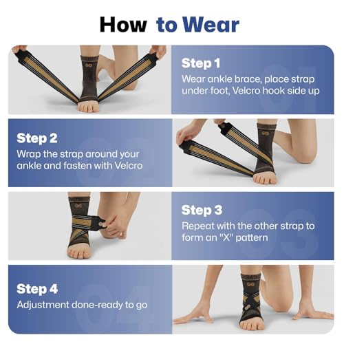 PAPLUS Ankle Brace for Women & Men, Copper Infused Foot Compression Sleeve - size: Medium