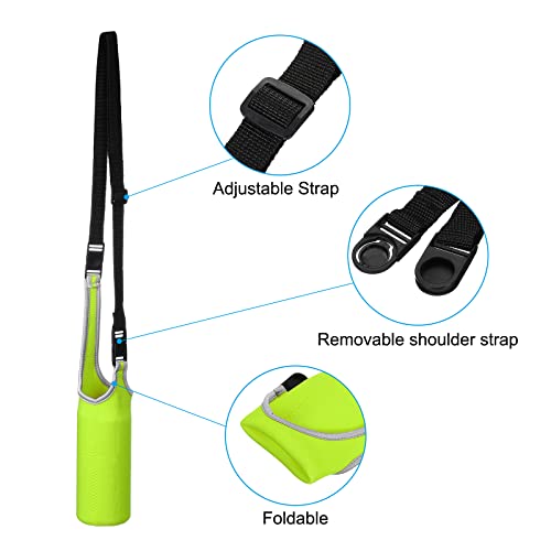 PATIKIL Water Bottle Sling Bag, Neoprene Portable Insulated Bottle Holder Carrier with Removable Adjustable Shoulder Straps - color: Green