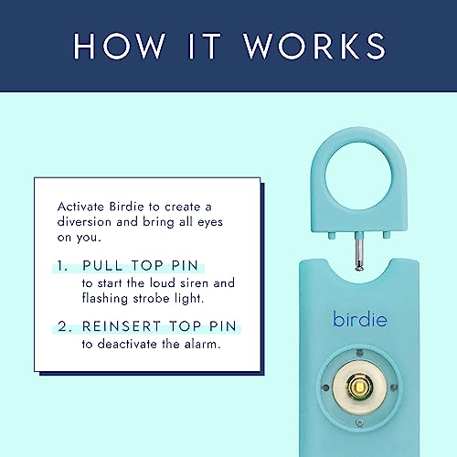 She’s Birdie–The Original Personal Safety Alarm for Women by Women–Loud Siren, Strobe Light and Key Chain in a Variety of Colors (Aqua) - color: Aqua