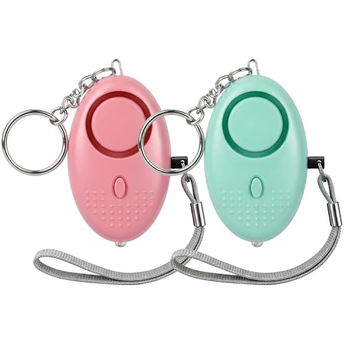 2-Pack Personal Safety Alarm Keychain (Pink+Green) - color: Pink+Green