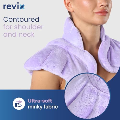 REVIX Microwavable Heating Pad for Neck, Weighted Moist Heat Shoulder Wrap - color: Lightpurple