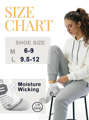 Trusiel Ankle Compression Socks for Women Running Moisture Wicking 5 Pairs - color: White, size: 6-9