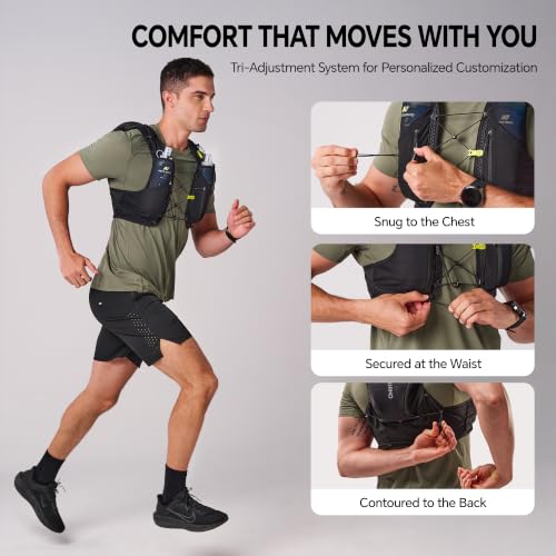 N NEVO RHINO 12L Trail Running Hydration Vest with 2 TPU 500ml Soft Flasks - color: Black, size: Medium