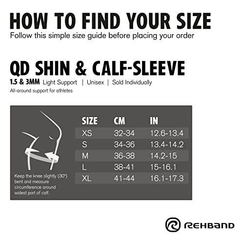 Rehband neoprene calf bandage, 1 piece, shin support, compression sleeve for running & endurance sports - size: Small