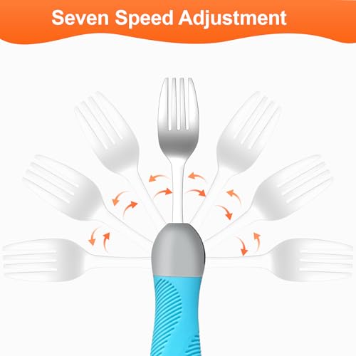 Weighted Utensils for Tremors & Parkinson's, Adaptive Eating Aids (Blue) - color: Blue