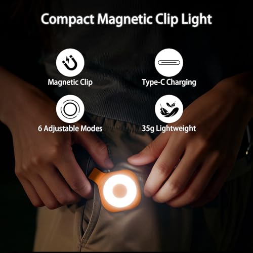 Magnetic Clip Light Rechargeable LED Portable Light with 6 Brightness 3 Color Modes Hands‑Free Silicone Clip On Safety Light for Nurse Night Shift, Walking, Dog Walking, Running, Camping, Emergency - color: Black