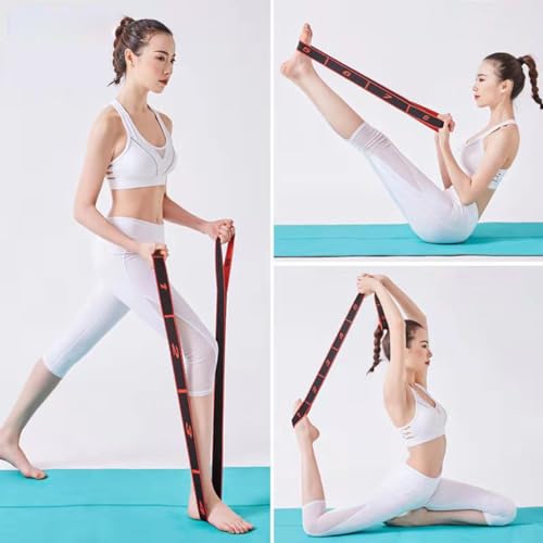 Number Stretch Resistance Band with Clear Markings Stretch Strap Fitness Resistance Band for Stretching and Yoga Elastic Exercise Band with Loops，Elastic Training Bands for Flexibility - size: about 31.5~33.5IN